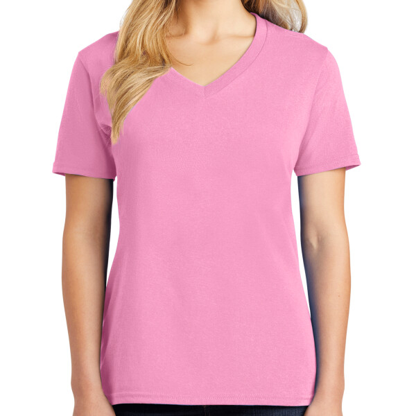 Front-view-Port-and-Company-LPC54V-short-sleeve-v-neck-t-shirt-for-custom-screen-printing-DTG-print-DTF-transfer-embroidery