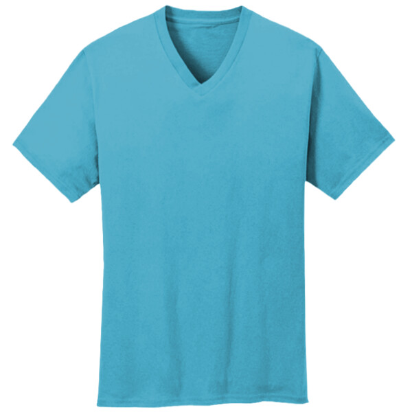 Front-view-Port-and-Company-PC54V-short-sleeve-v-neck-t-shirt-for-custom-screen-printing-DTG-printing-DTF-transfer-embroidery