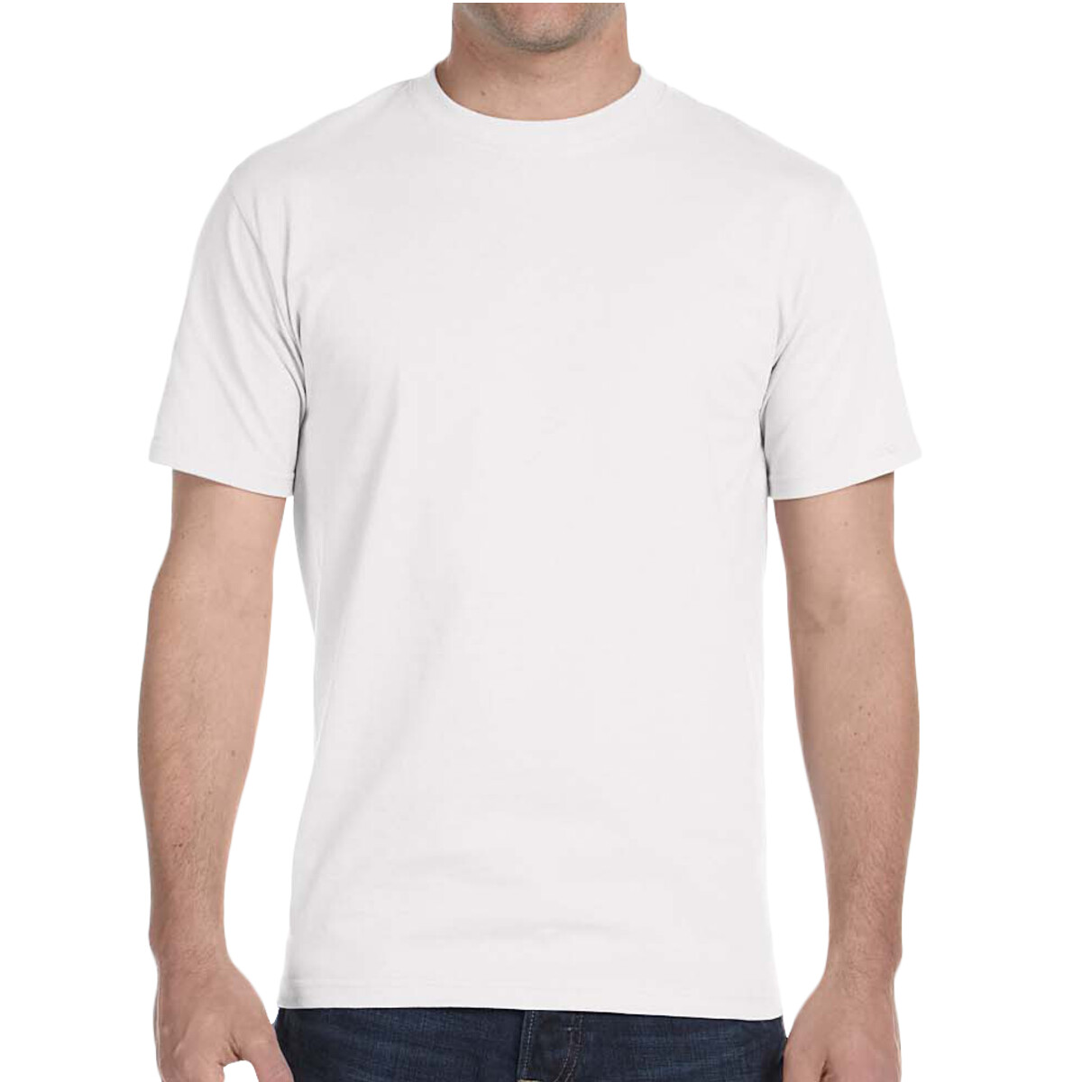 Front-view-Gildan-G800-50-50-dry-blend-t-shirt=for-custom-printing-DTF-transfers-screen-printing-DTG-printing-embroidery