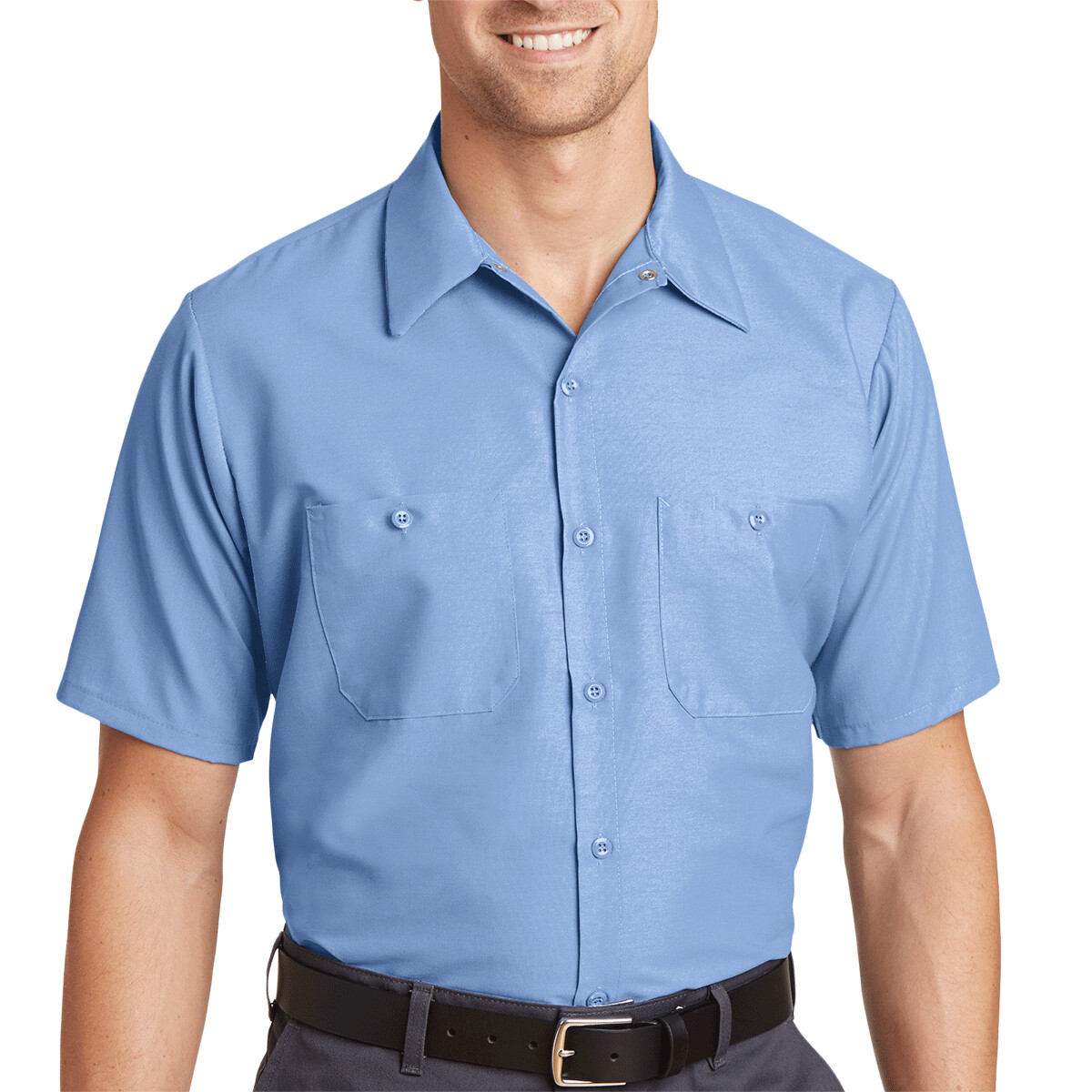 Front-SP24-Red-Kap-Industrial-Work-shirt-for-custom-embroidery-patches-DTF-transfers