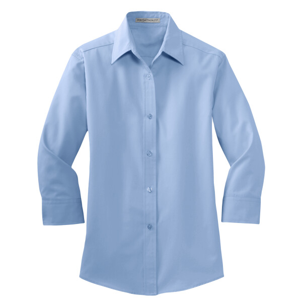Front-view-Port-Authority-L612-Easy-Care-3-Quarter-Sleeve-Shirt-For-custom-embroidery-DTF transfers