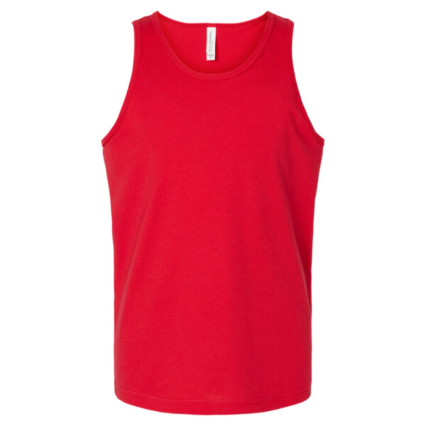 Front-view-Bella-Canvas-3480Y-youth-tank-top-for-custom-screen-printing-DTF-transfers-DTG-printing-embroidery
