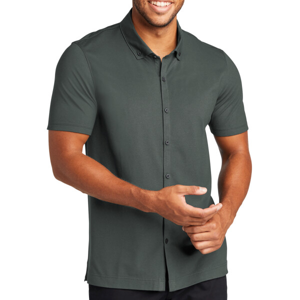 Front-Mercer+Mettle-Mens-MM1006-Stretch-Pique-Full-Button-Polo-for-custom-embroidery-DTF-transfers
