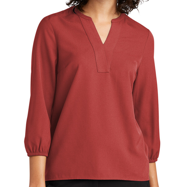 Front-Mercer+Mettle-MM2011-Womens-three-quarter-sleeve-blouse-for-custom-embroidery-DTF-transfers
