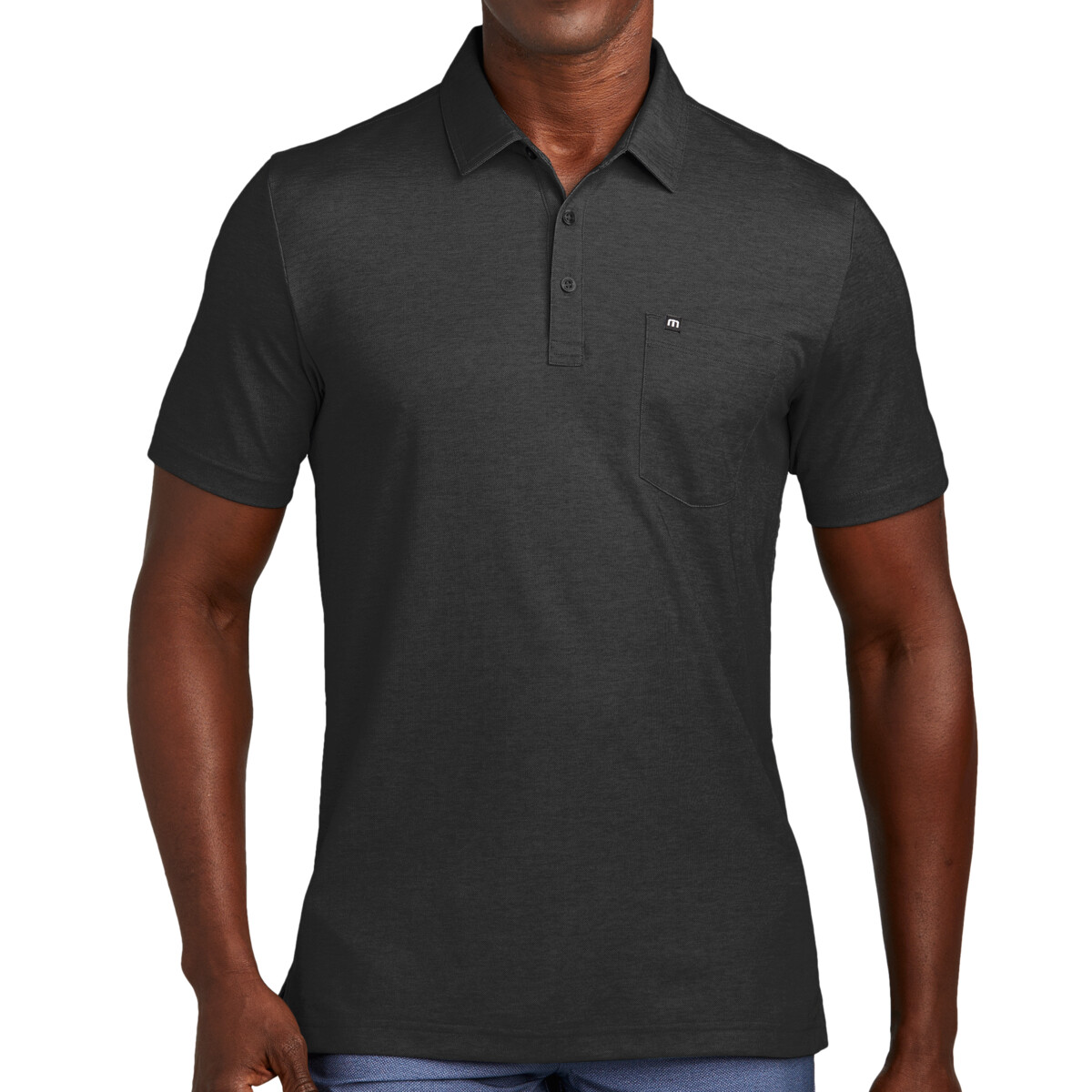 Front-Travis-Mathew-Oceanside-Heather-Pocket-Polo-for-custom-embroidery-DTF-transfer-printing-Item-number-TM1MY404