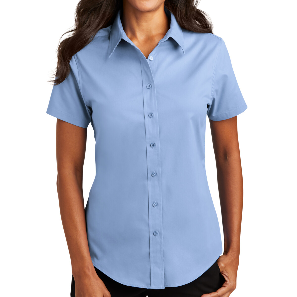 Front-view-Port-Authority-L508-Easy-Care-Short-Sleeve-Shirt-For-custom-embroidery-DTF transfers