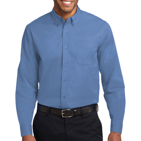 Front-view-Port-Authority-L608ES-extended-sizes-7X-8X-9X-Long-Sleeve-Easy-Care-shirt-for-custom-embroidery-DTF-transfers