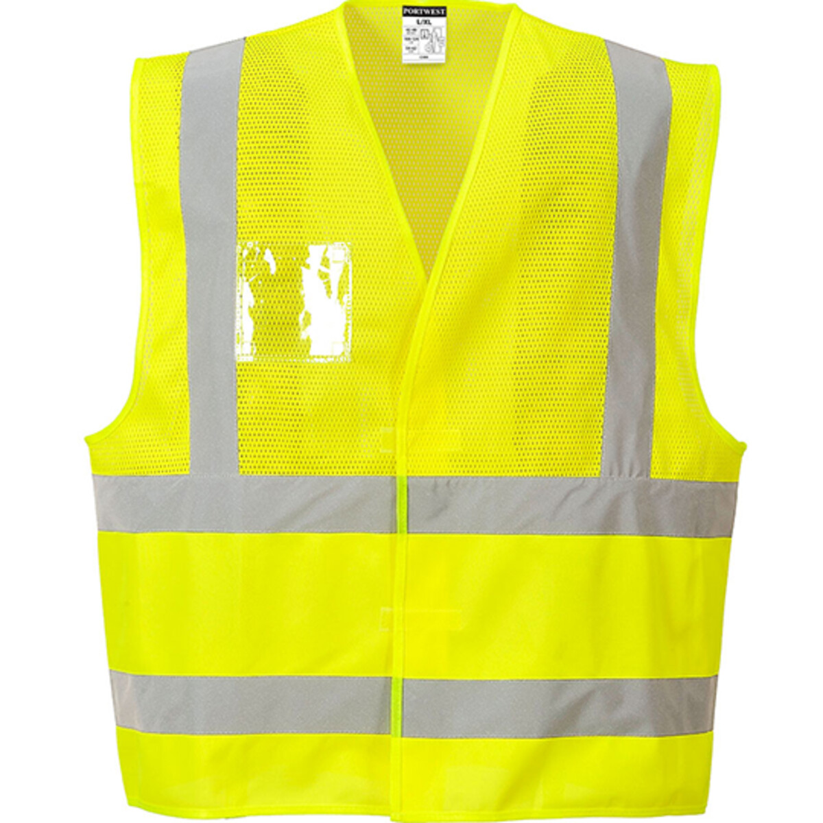 UC494-Portwest-Hi-Vis-Mesh-Vest-Reflective-tape-clear-ID-pocket-for-custom-screen-printing-DTF-transfers