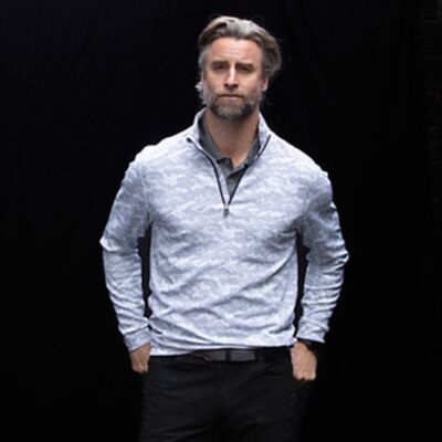 Cutter & Buck Traverse Camo Print Stretch Quarter Zip Mens Pullover Thumbnail