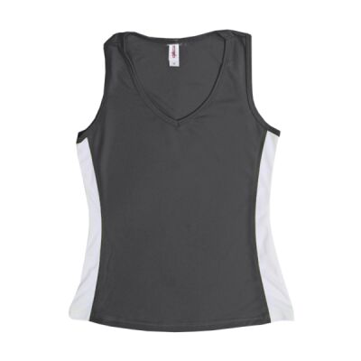 AJ215 Women's V-Neck Colorblock Tank Thumbnail
