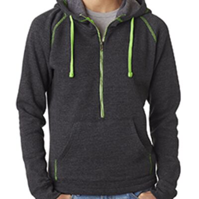 Ladies' Triblend Half-Zip Fleece Hood Thumbnail